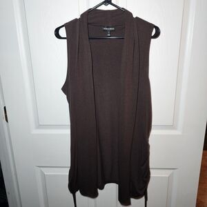 Fashion Bug Brown Sleeveless Draped Cardigan Vest Large